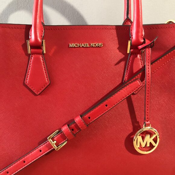 Michael Kors Hope LG Center Zip Flame Satchel Crossbody Shoulder Bag MSRP $468 - Picture 16 of 16